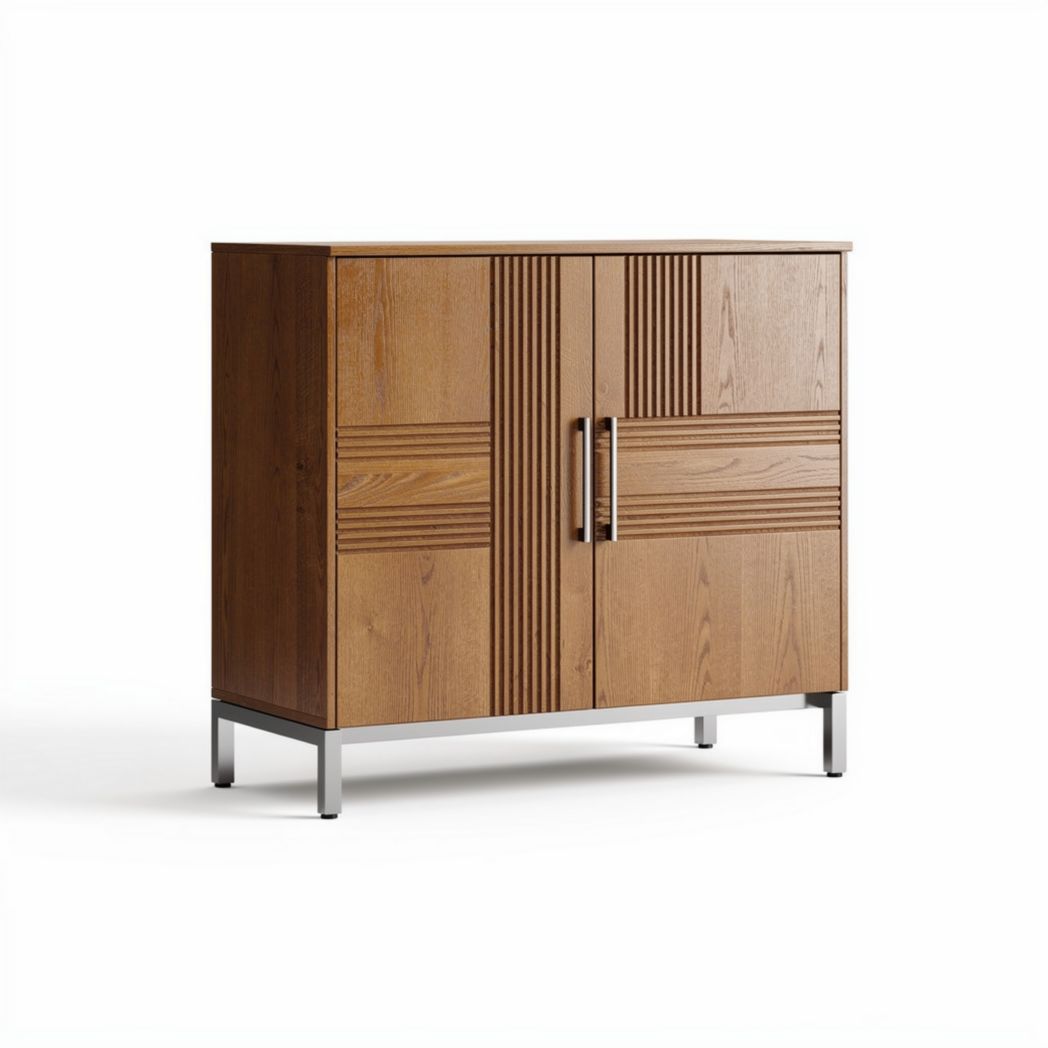 Houten kast met metalen poten afmetingen 90 x 45 x 80cm voor opslag