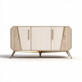 Dressoir van hout met gestructureerde deuren en gouden poten 80 x 40 x 70cm