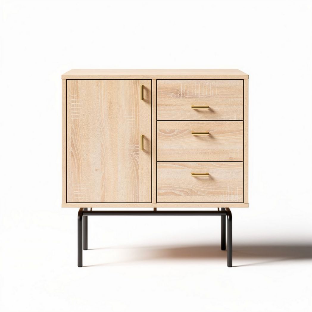 Houten kast met drie lades en een deur afmetingen 80 x 40 x 75cm