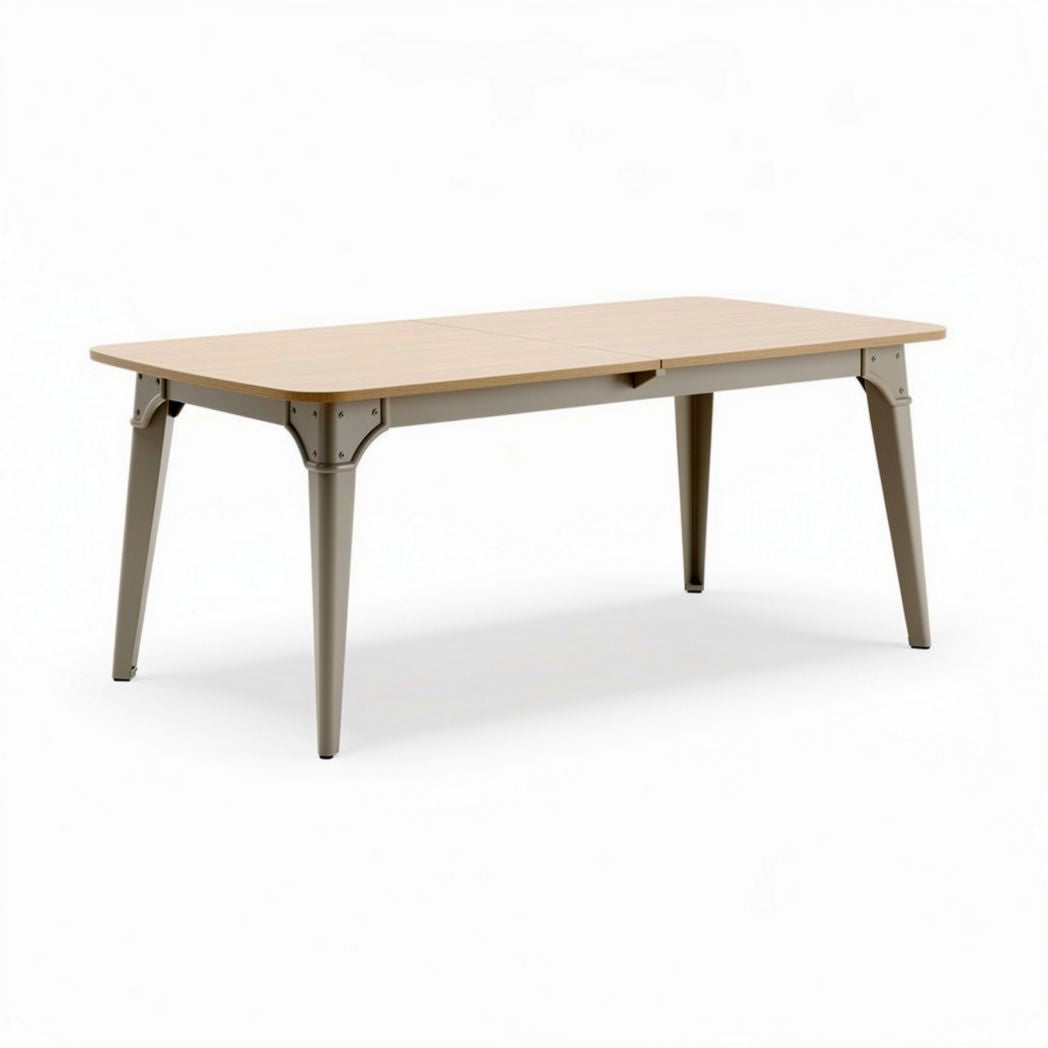 Eettafel van hout met metalen poten 150 x 75 x 75 cm in beige en natuurlijk houtkleur