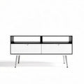Witte tv-meubel met zwart interieur en twee lades 120 x 40 x 50cm