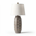 Tafellamp van keramiek met stoffen kap en gouden accenten 20 x 20 x 60cm