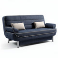 Slaapbank in donkerblauw met metalen poten en twee kussens 180 x 90 x 85cm