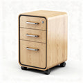 houten ladekast met drie lades en wielen 40 x 40 x 60 cm naturel eiken