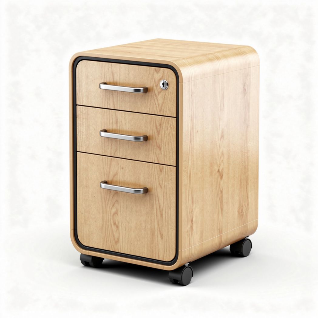 houten ladekast met drie lades en wielen 40 x 40 x 60 cm naturel eiken