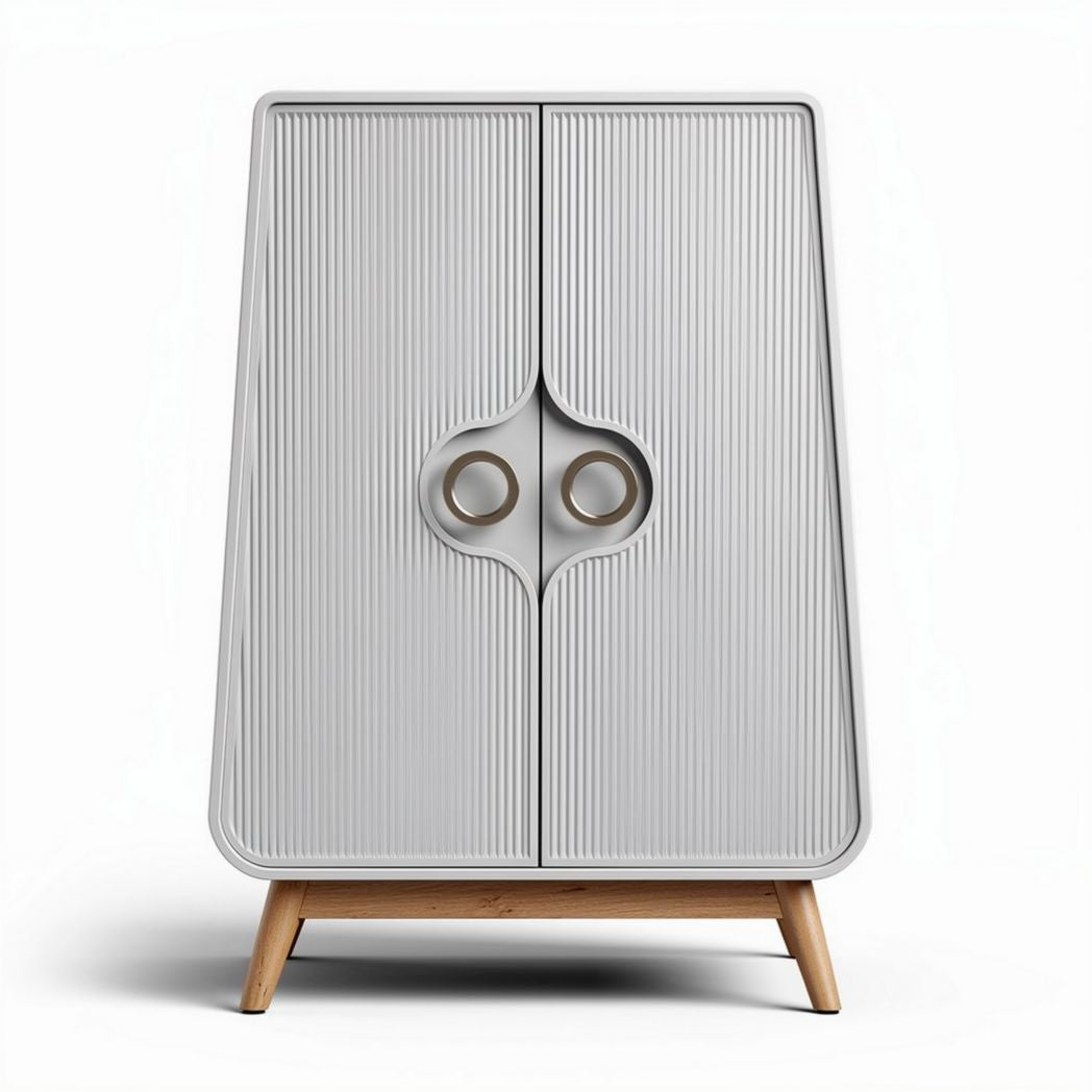 Opbergkast in grijs met houten poten afmetingen 80 x 40 x 100cm